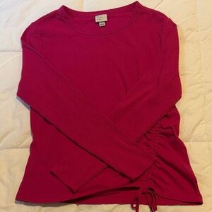 a new day Ribbed Long Sleeve Top - Deep Pink